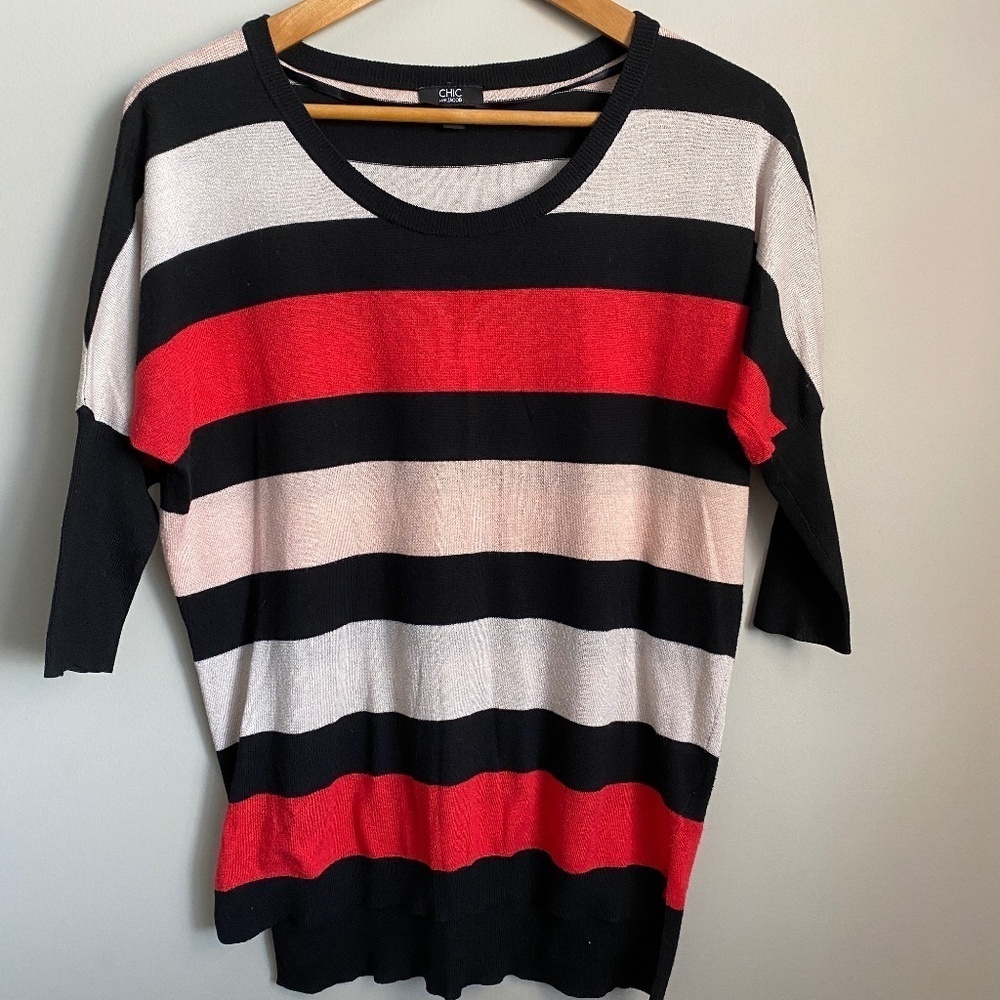 Chic by Jacob Women's Half Sleeve Lightweight Sweater‎ Top Size Medium